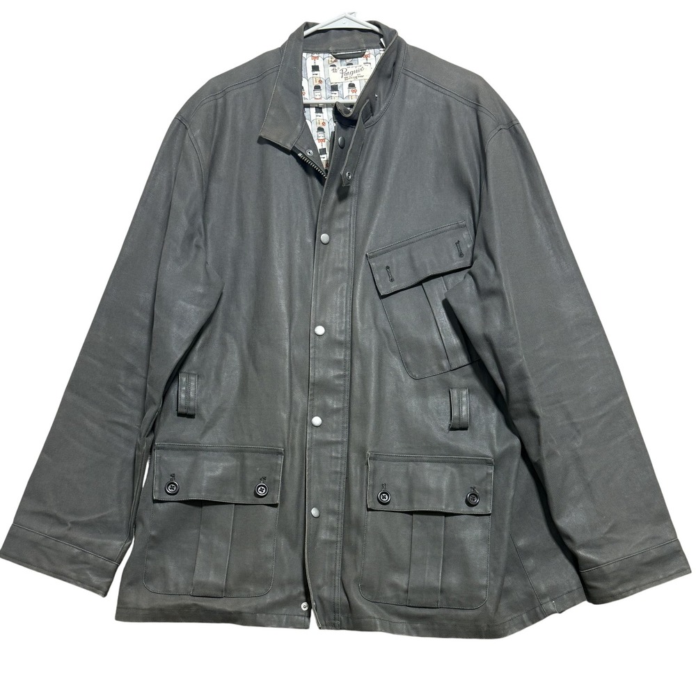 Original Penguin by Munsingwear Jacket Mens XL Gray Field Utility Zip Snap Lined - Picture 1 of 15